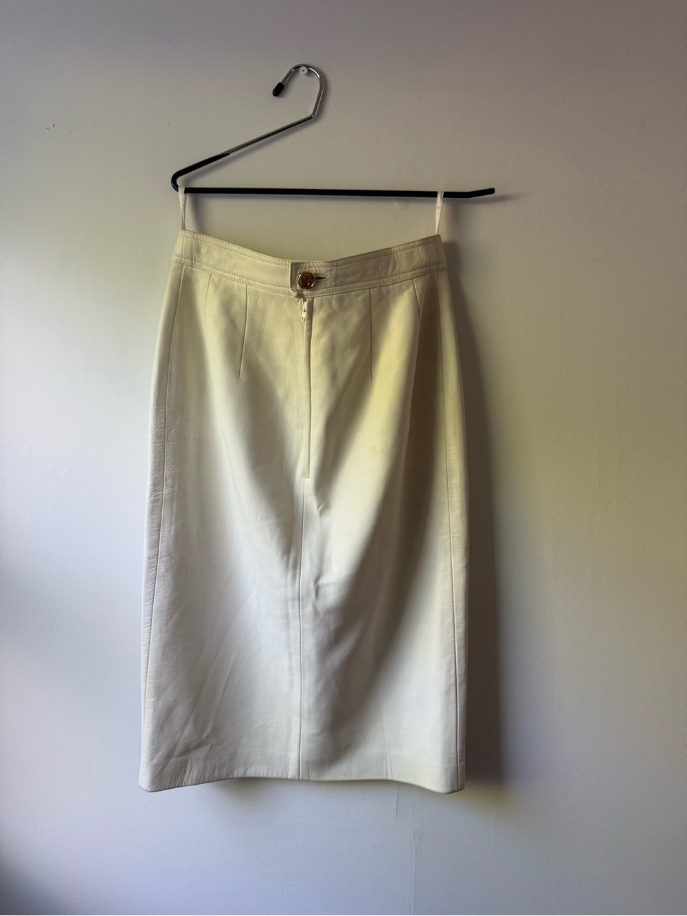 Loewe Cream Leather Pencil Skirt